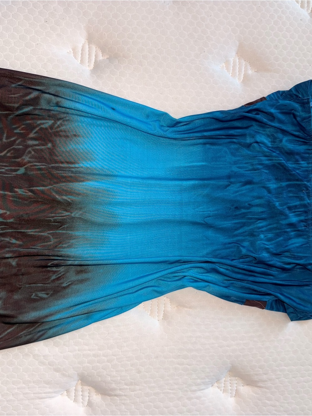 89. Blue Ombre Spaghetti Strap Dress with Brown Trim - Picture 7 of 7